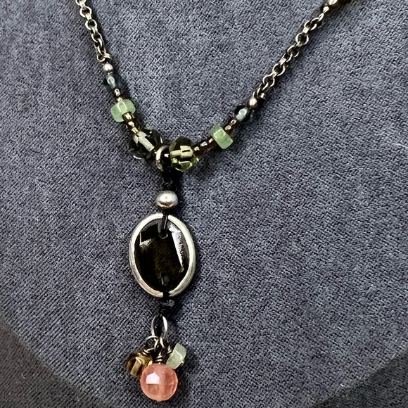 SILPADA Chalcedony Aventurine Glass Multi-Color Beaded Sterling Silver Necklace - Picture 2 of 5